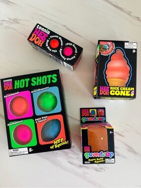 Needoh Bundle 4 Lot Gumdrop Hot Shots  Nice Cream Cone Groovy Glob Viral